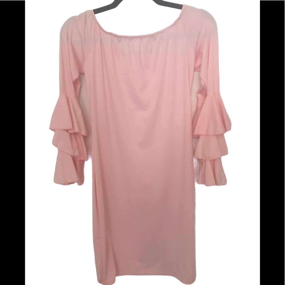 Pink Ruffled Sleeve Dress